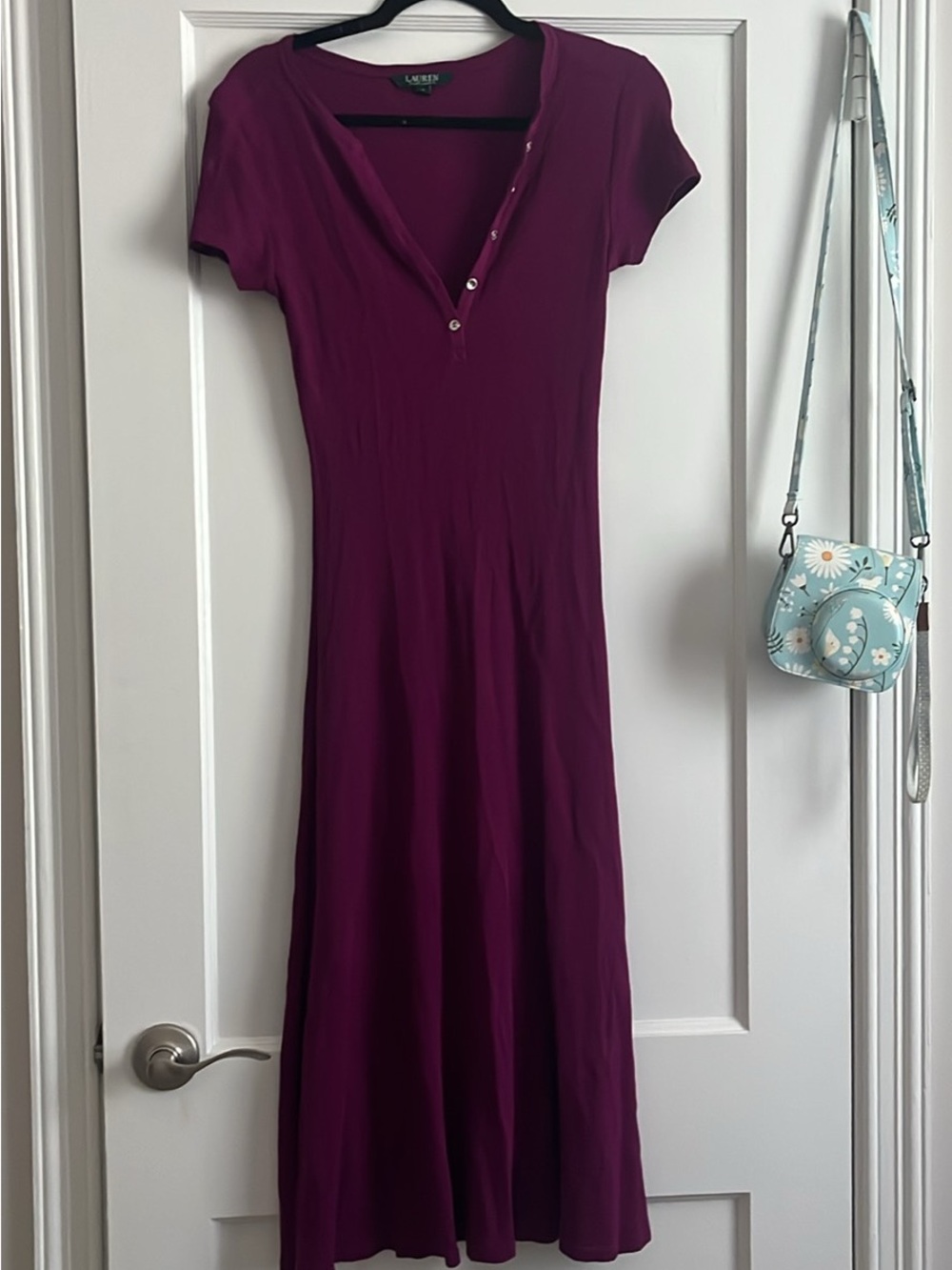 Ralph Lauren Plum Short-Sleeve Maxi Dress